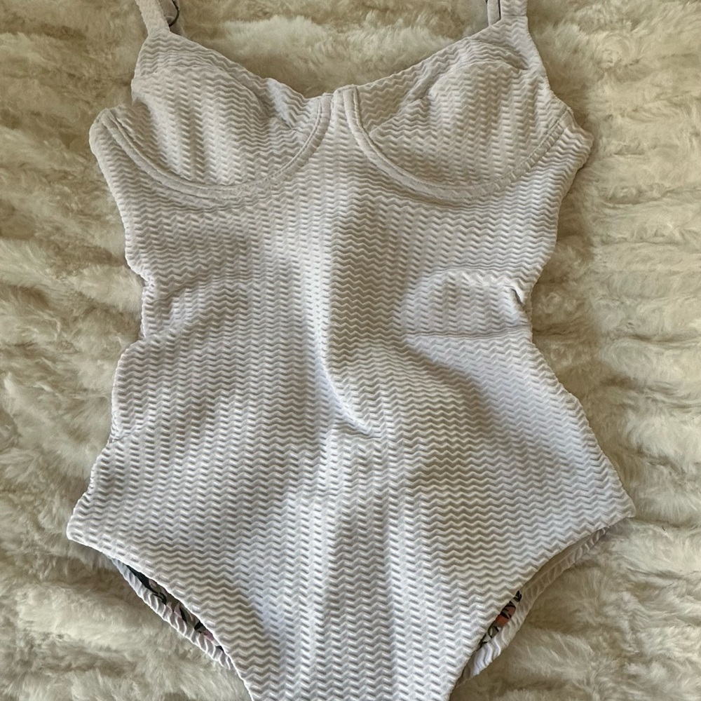 Maaji White Textured One Piece Swimsuit